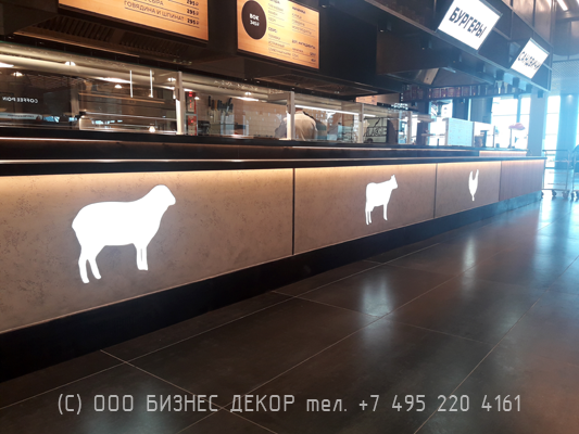 БИЗНЕС ДЕКОР. Рекламное оформление рестомаркета ЕДИМ ЛЕТИМ (Москва, аэропорт Домодедово) БИЗНЕС ДЕКОР. Рекламное оформление рестомаркета ЕДИМ ЛЕТИМ (Москва, аэропорт Домодедово)